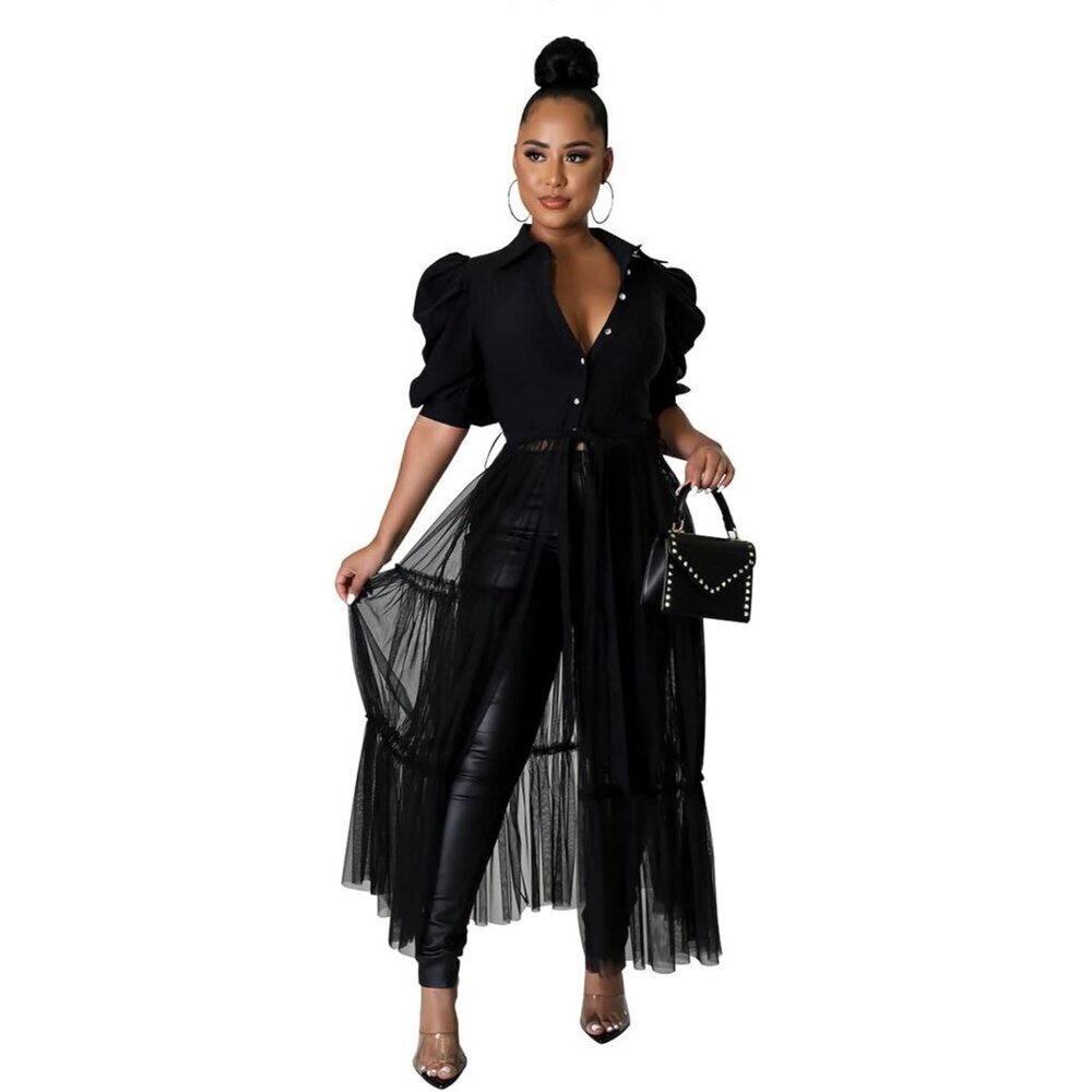 Women Sexy Short Sleeve Bodycon Tunic Top High Low Ruffle Asymmetrical Hem